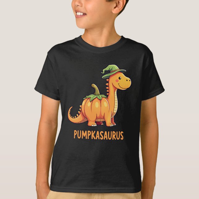 Pumpkasaurus Cute Dinosaur Pumpkin Funny Halloween T Shirt (Framsida)