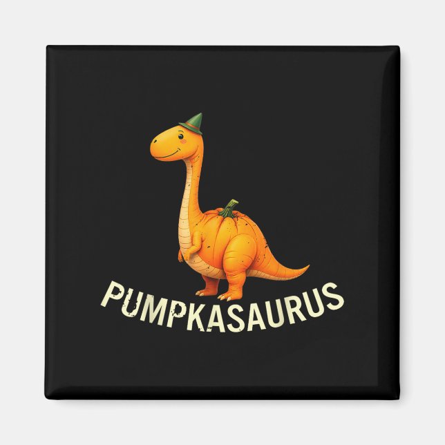 Pumpkasaurus dinosaur in pumpkin Costume Halloween Magnet (Framsidan)