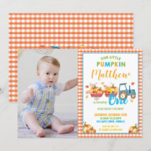 Pumpkin 1:a födelsedagen Party Harvest Lastbil Boy