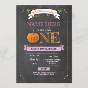 Pumpkin 1:a Födelsedagsfesten Chalk Inbjudan