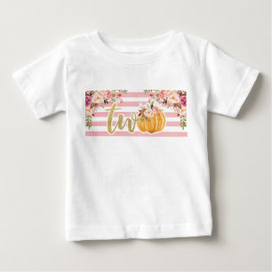 Pumpkin 2:a födelsedagsskeppet - Blommigt med Rand T Shirt