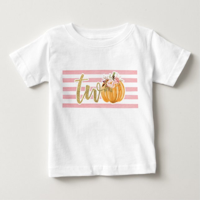 Pumpkin 2:a födelsedagsskeppet - Rosa Rand T Shirt (Framsida)