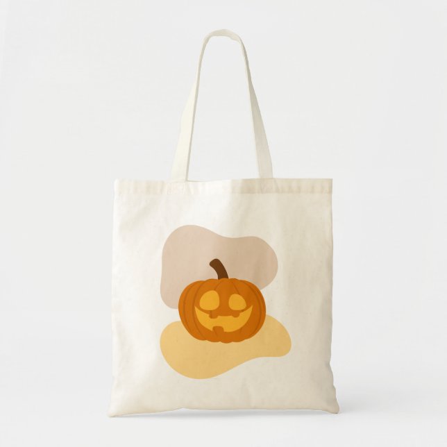 Pumpkin & Abstrakt Blob Shapes Spooky Shopping Tygkasse (Framsidan)