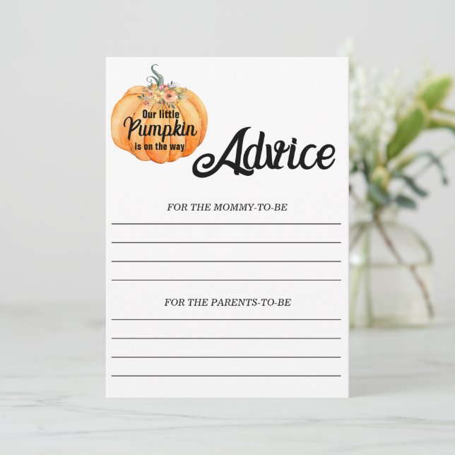 Pumpkin Advice for Mamma Baby Shower Game Inbjudningar (Stående Fram)
