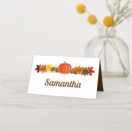 Pumpkin, akorrar och höst löv Thanksgiving Placeringskort