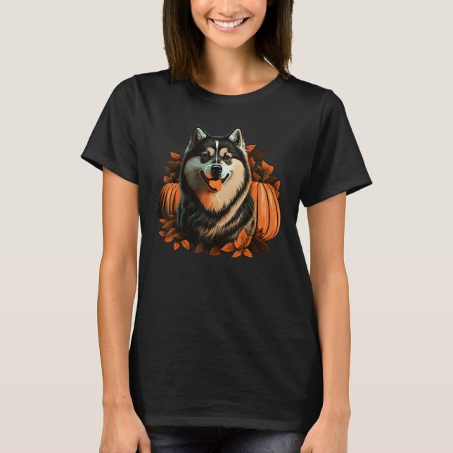 Pumpkin Alaskan Malamute costume Alaskan Malamute  T Shirt (Framsida)