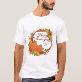 Pumpkin and Flower Thanksgiving Wreath T Shirt