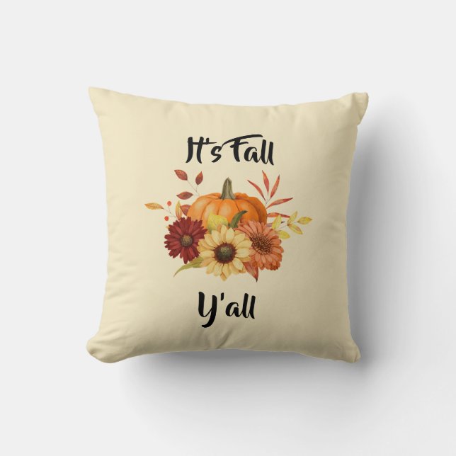 Pumpkin and Flowers - Rustic Autumn Farmhouse Kudde (Framsida)