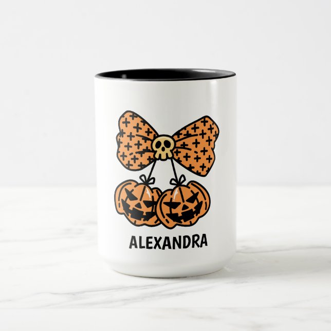 Pumpkin and skull boo Halloween Personalized Name  Mugg (Center)