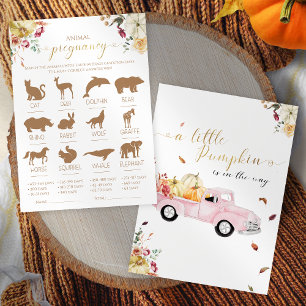 Pumpkin Animal Gravid Fall Baby Shower-spel Inbjudningar