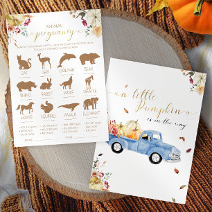 Pumpkin Animal Gravid Fall Baby Shower-spel Inbjudningar