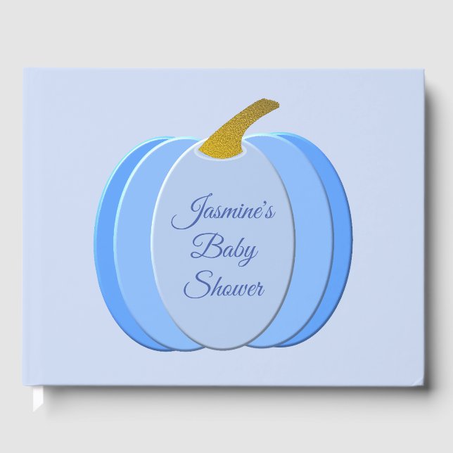 Pumpkin Anpassningsbar Baby Shower för Cute Blue P Gästböcker (Framsida)
