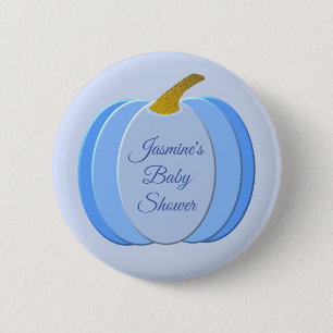 Pumpkin Anpassningsbar Baby Shower för Cute Blue P Knapp