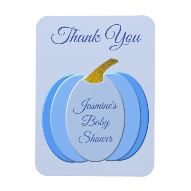 Pumpkin Anpassningsbar Baby Shower för Cute Blue P Magnet (Vertikal)