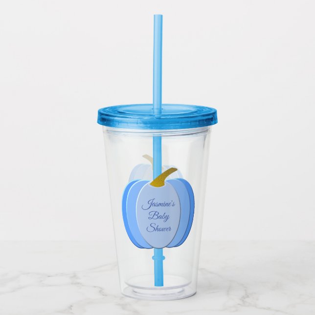 Pumpkin Anpassningsbar Baby Shower för Cute Blue P Take Away Mugg (Framsida)