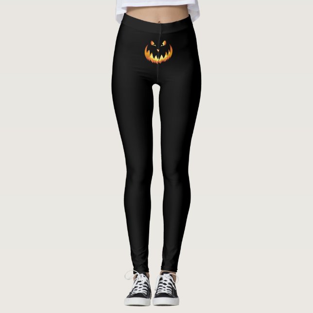 Pumpkin Ansikte 4 för Halloween Leggings (Framsida)