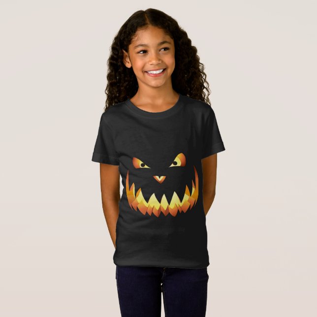 Pumpkin Ansikte 4 för Halloween T-shirt (Hel framsida)