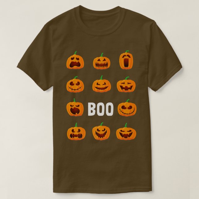 Pumpkin Ansikte Boo Lazy Halloween Costume Cute Ja T Shirt (Design framsida)
