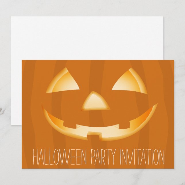 Pumpkin Ansikte Halloween fest inbjudningskort 2 (Fram/baksida)