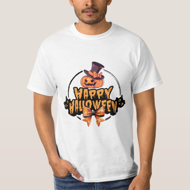 Pumpkin Ansikte Halloween T Shirt (Framsida)