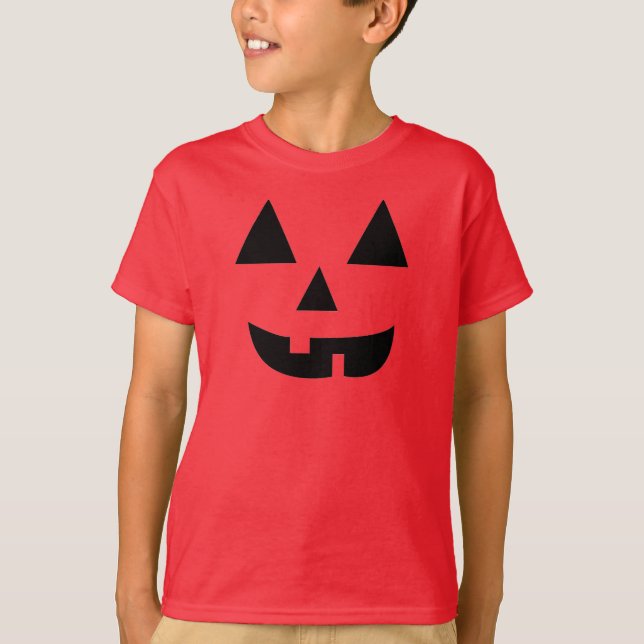 Pumpkin Ansikte Halloween T-Shirt (Framsida)