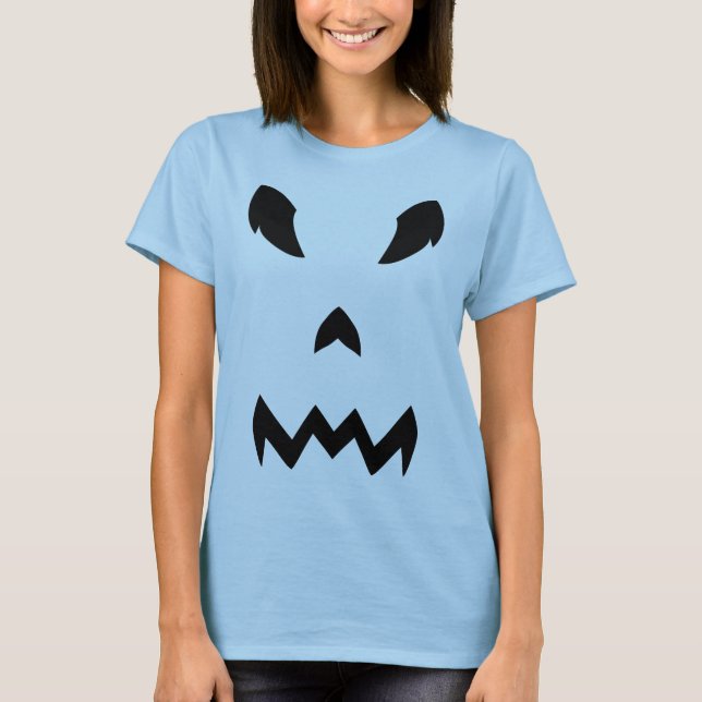 Pumpkin Ansikte Halloween Tshirt T Shirt (Framsida)