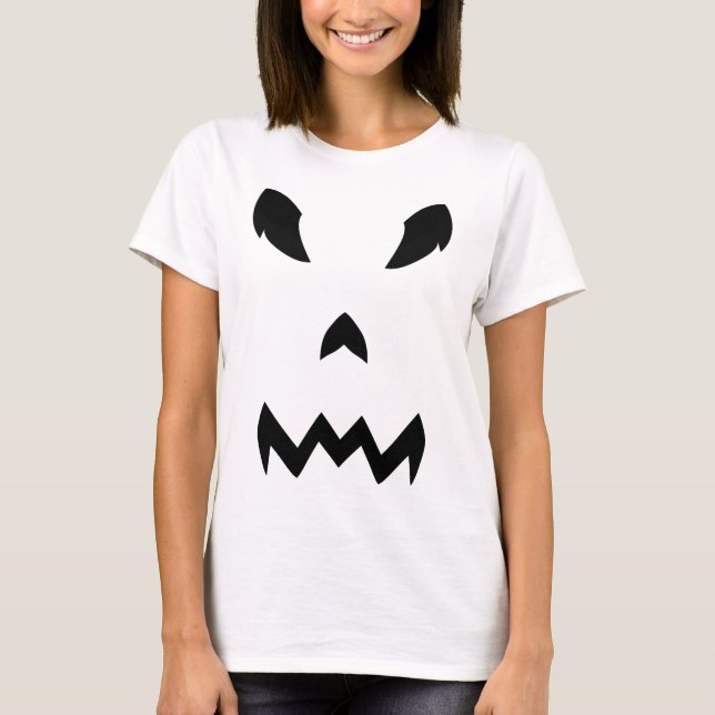 Pumpkin Ansikte Halloween Tshirt T Shirt (Framsida)