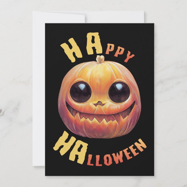 Pumpkin Ansikte | HAPPY HALLOWEEN Inbjudningar (Framsida)