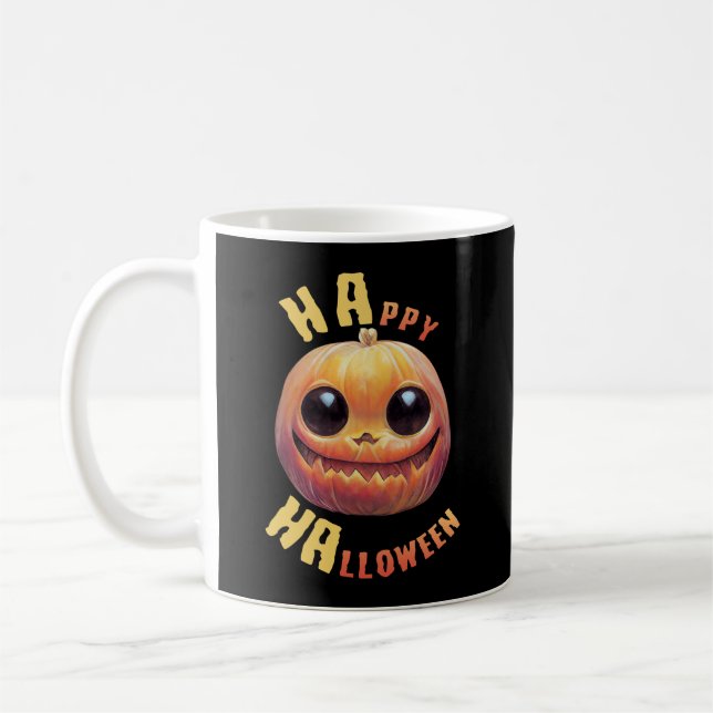 Pumpkin Ansikte | HAPPY HALLOWEEN Kaffemugg (Vänster)