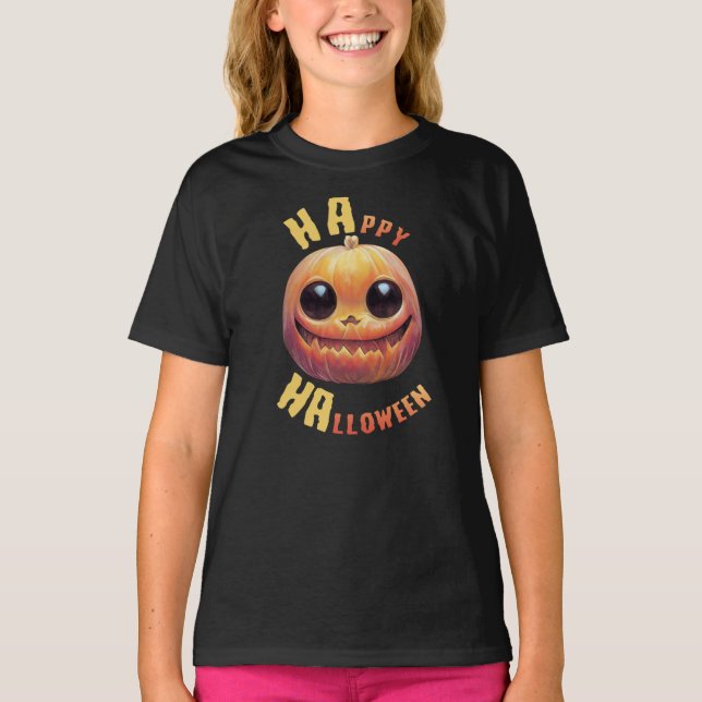 Pumpkin Ansikte | HAPPY HALLOWEEN T Shirt (Framsida)