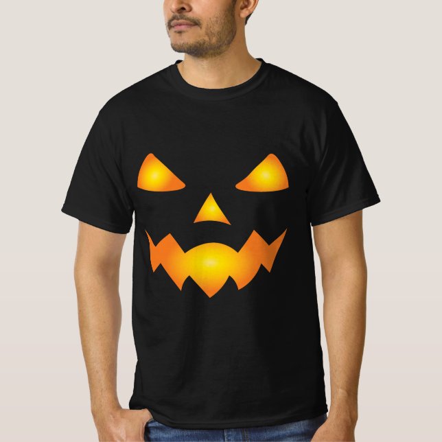Pumpkin Ansikte Jack o lantern Halloween Spooky T Shirt (Framsida)