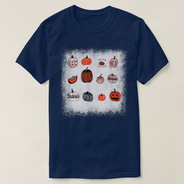 Pumpkin Ansikte Jack O'Lantern Halloween Fall-tack T Shirt (Design framsida)