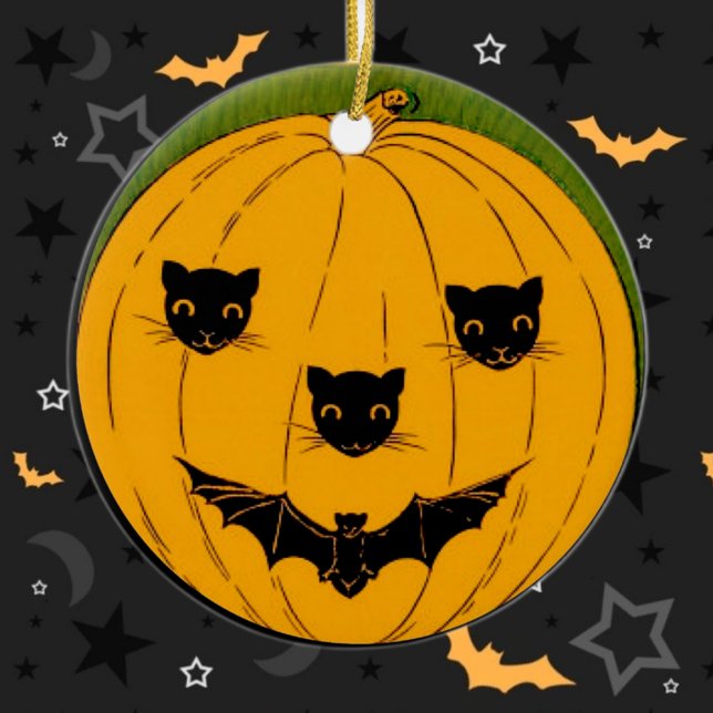 Pumpkin ansikte julgransprydnad keramik (Skapare uppladdad)