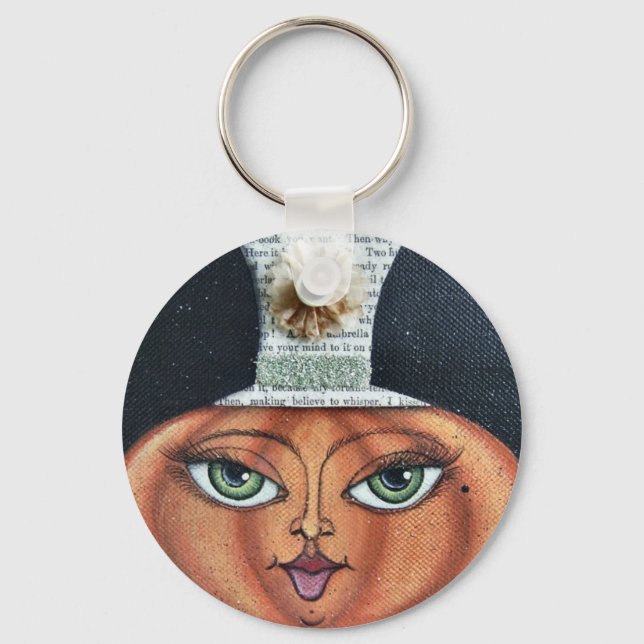 Pumpkin Ansikte Keychain Nyckelring (Framsida)