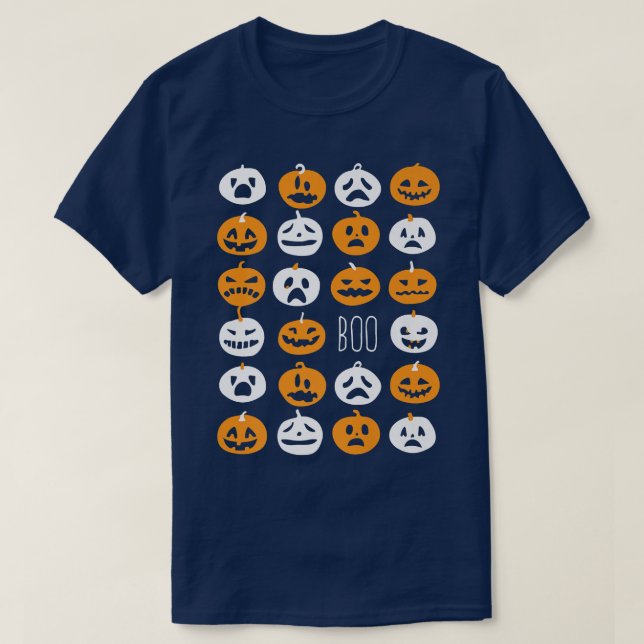 Pumpkin Ansikte Lazy Halloween Costume Cute Jack O T Shirt (Design framsida)