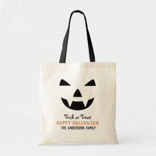 Pumpkin Ansikte Modern Script Happy halloween Anpa Tygkasse