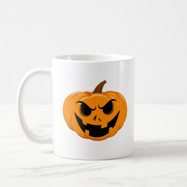 Pumpkin Ansikte Scary Halloween Kaffemugg (Vänster)