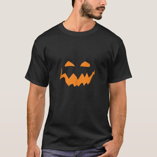 Pumpkin Ansikte Smile Halloween Horror Bus eller g T Shirt (Framsida)