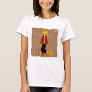 Pumpkin Ansikte Tecknad Halloween Character Art T Shirt