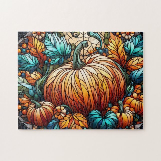 Pumpkin Art för fastsatt glas Pussel (Horisontell)