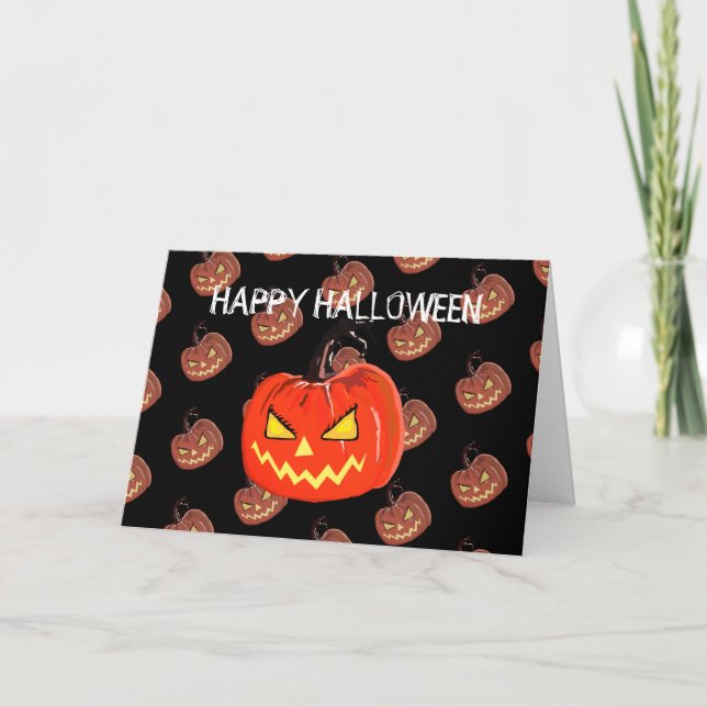 Pumpkin Art för hälsningskort för happy halloween Kort (Framsida)