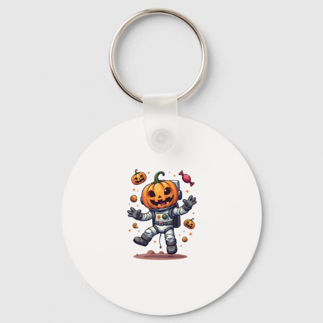 Pumpkin Astronaut � Spooky Space Explorer Shirt Nyckelring (Framsida)