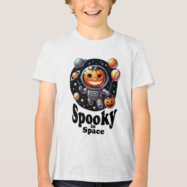 Pumpkin Astronaut - Spooky Space Halloween Design  T Shirt (Framsida)