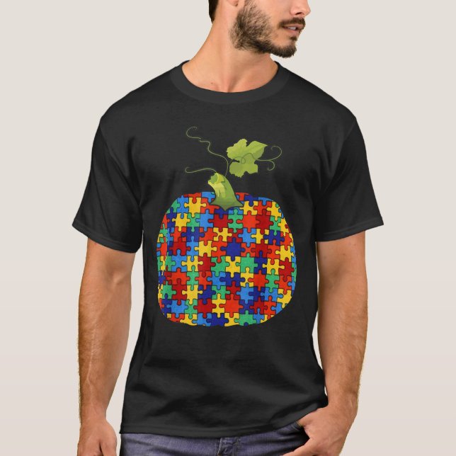 Pumpkin Autism Awareness Halloween Älskare fnun T Shirt (Framsida)