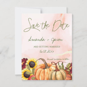 Pumpkin Autumn Blommigt Fall WedSave Date Vykort