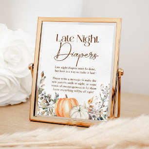 Pumpkin Autumn Fall Baby Shower Late Night Diables Poster