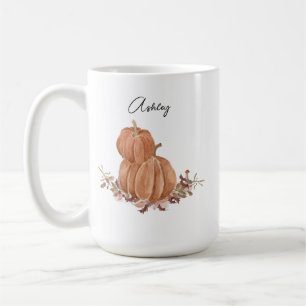 Pumpkin Autumn Fall Personlig Namn Thanksgiving Kaffemugg