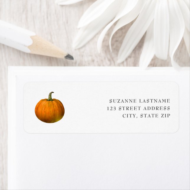Pumpkin Autumn Fall Returadress Etikett (Insitu)