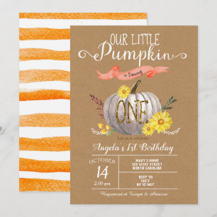Pumpkin Autumn First 1:a födelsedagsinbjudan Inbjudningar
