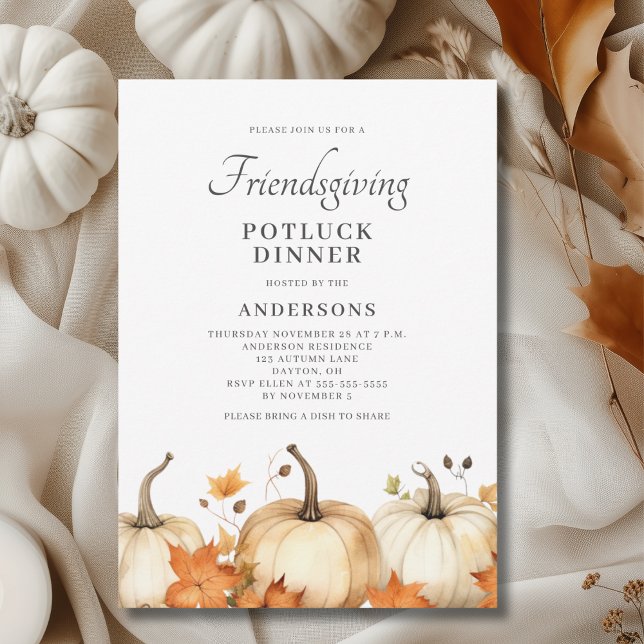 Pumpkin Autumn Friendsgiving Potluck Thanksgiving Inbjudningar (Skapare uppladdad)